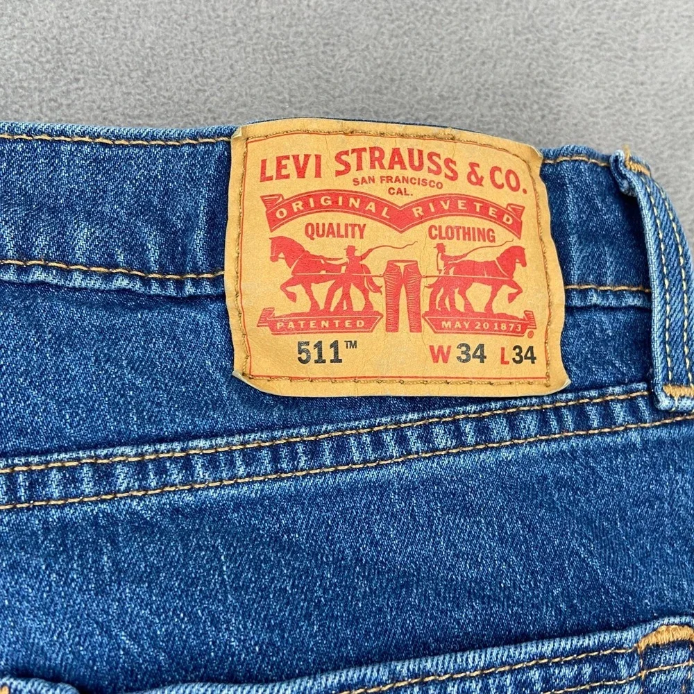 Levi's 511 Jeans Mens 34x34 Blue Denim Streetwear Casual‎ Mid Rise Straight Leg
